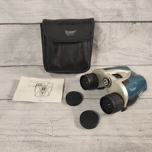 Stauer Optics Compact Zoom Binoculars 20-80x28 Teal Silver with Case & Manual